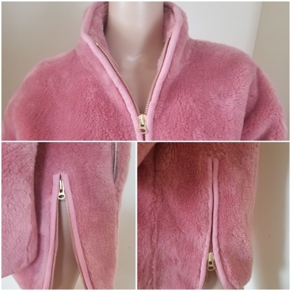J. Crew faux fur teddy pink coat jacket size L - Picture 6 of 8